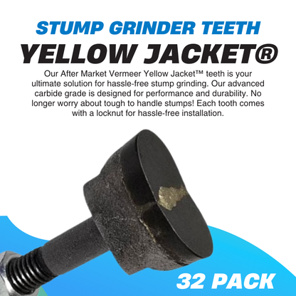 32-PACK Aftermarket Stump Grinder Teeth Compatible with Vermeer® Yellow Jacket®