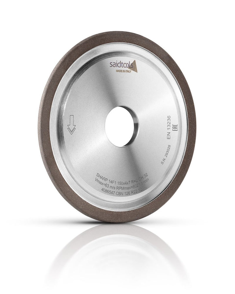 Saidtools - 14F1 CBN Grinding Wheel - 150mm Diam - 120 Grit - 32 Hole - 2.5 Thick