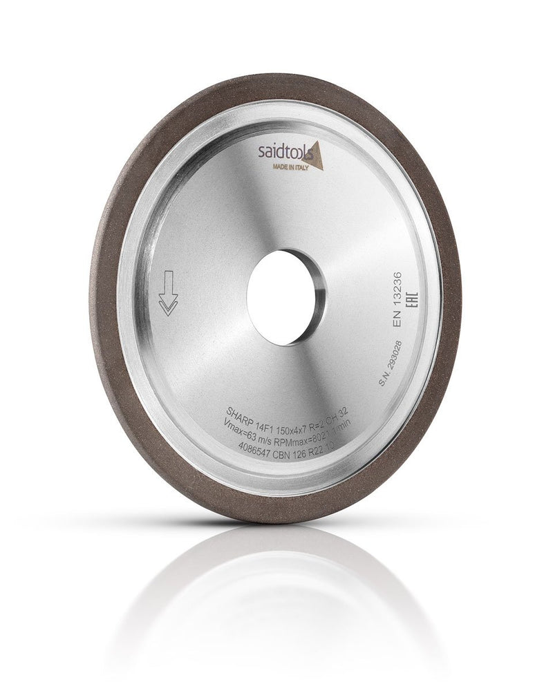 Saidtools - 14F1 CBN Grinding Wheel - 150mm Diam - 150 Grit - 32 Hole - 1.6 Thick