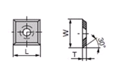 Carbide Insert Knife 15 x 15 x 2.5 Single Hole with 4 Radius Cutting Edges - Box of 10